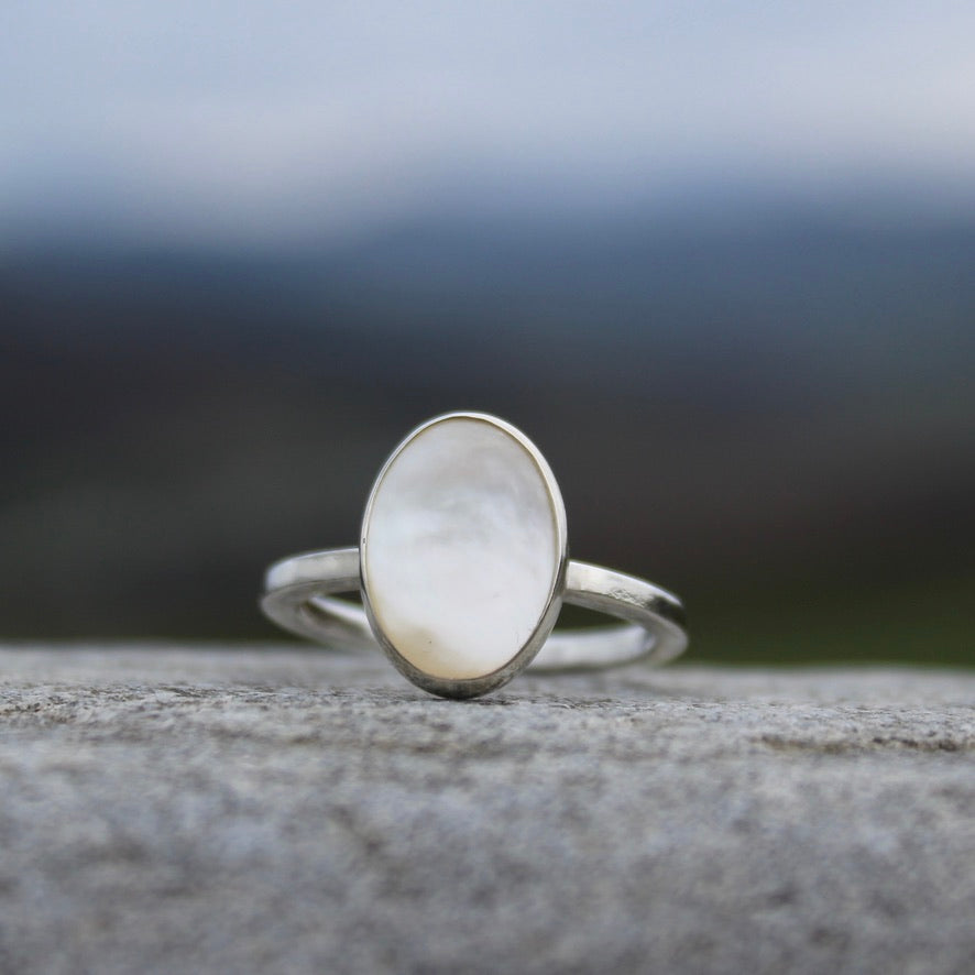 Iridescent Mother of Pearl Statement Ring