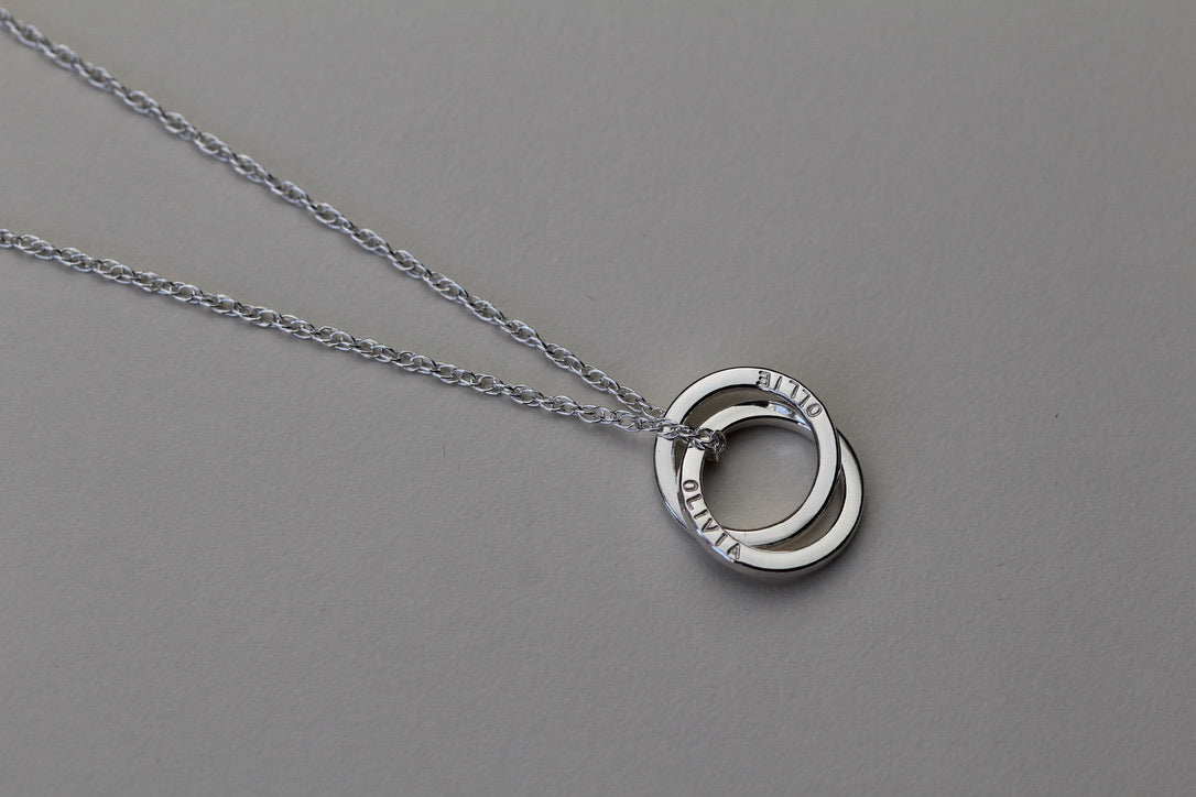 Sterling Silver Personalised Interlocking Circles Orbit Necklace
