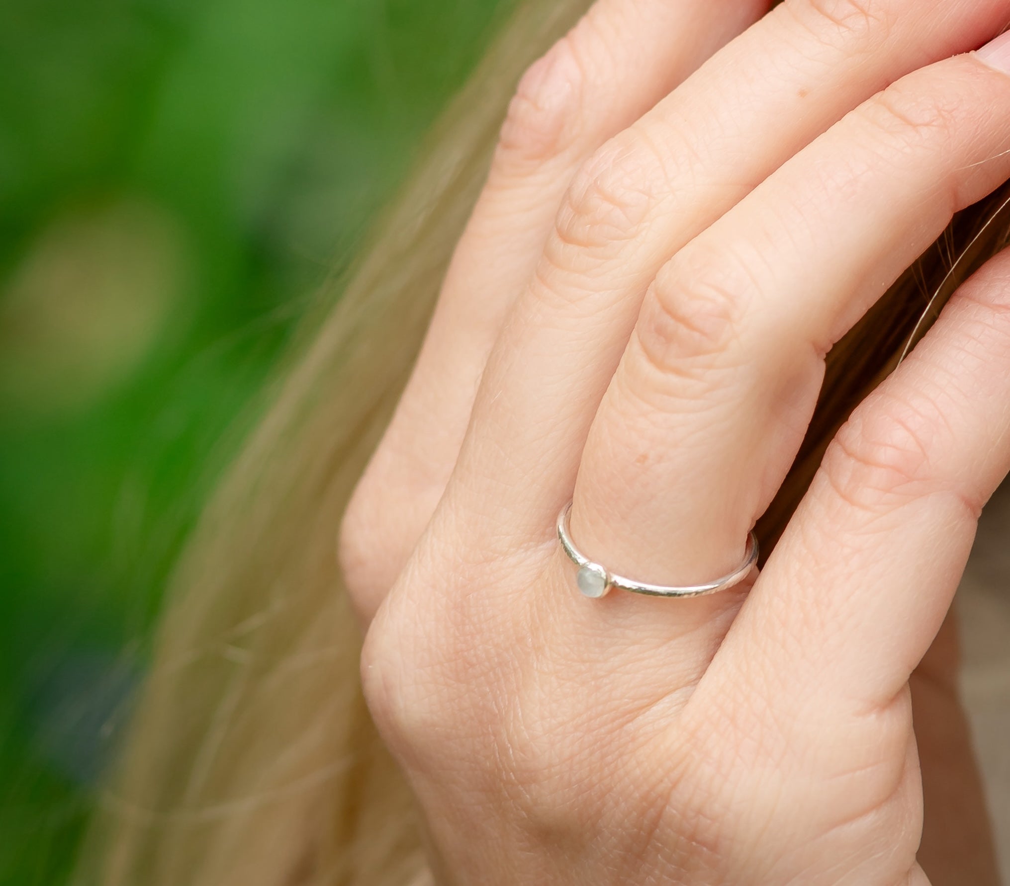 Sterling Silver Mini Stone Stacking Gemstone Ring
