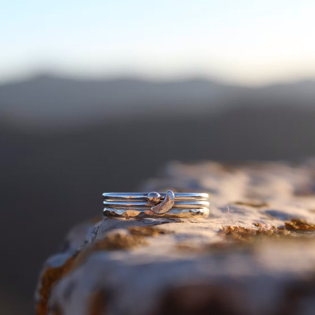 Celestial Silver & Yellow Gold Stacking Rings
