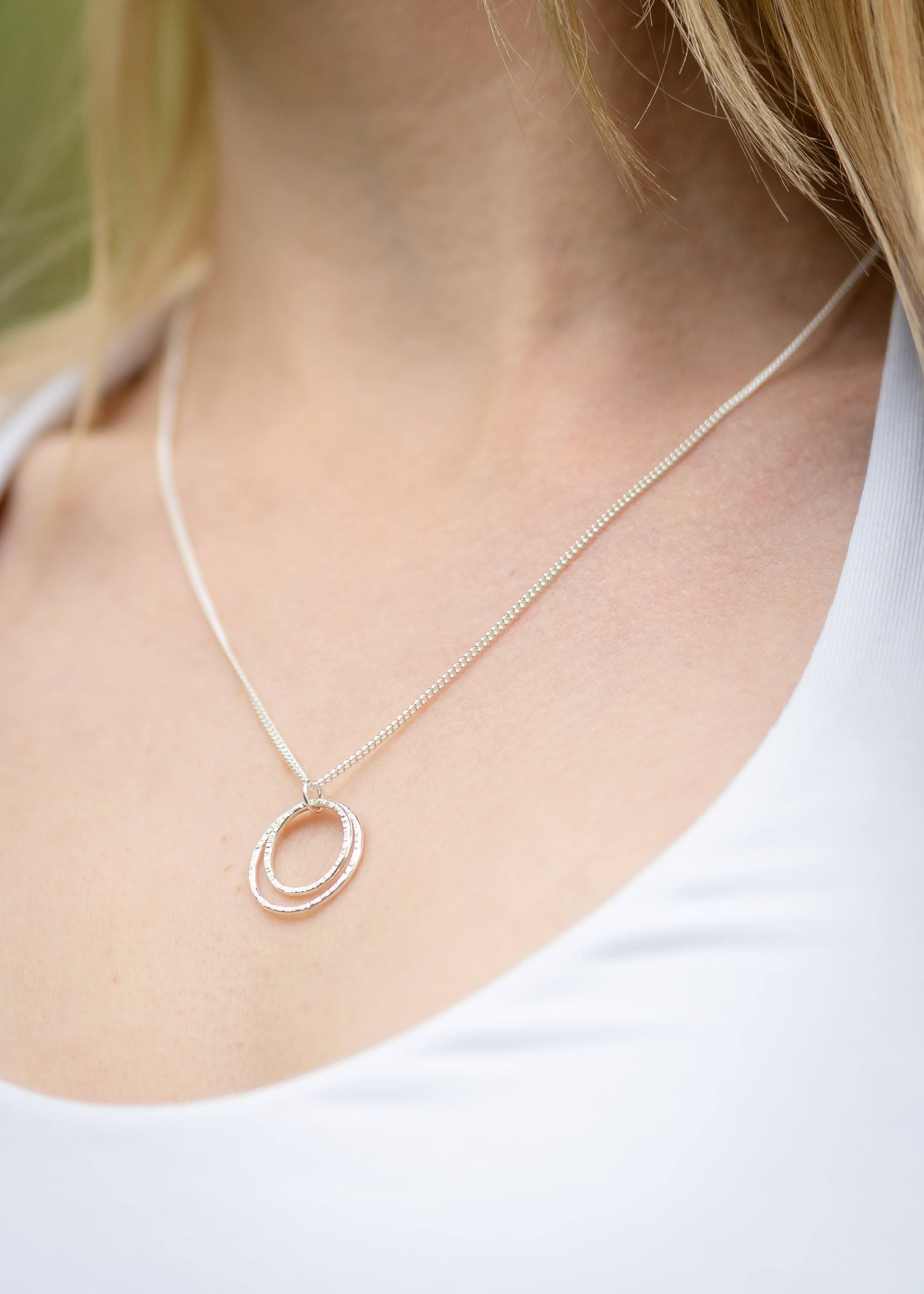 Sterling Silver Infinite Necklace with Hammered Circles