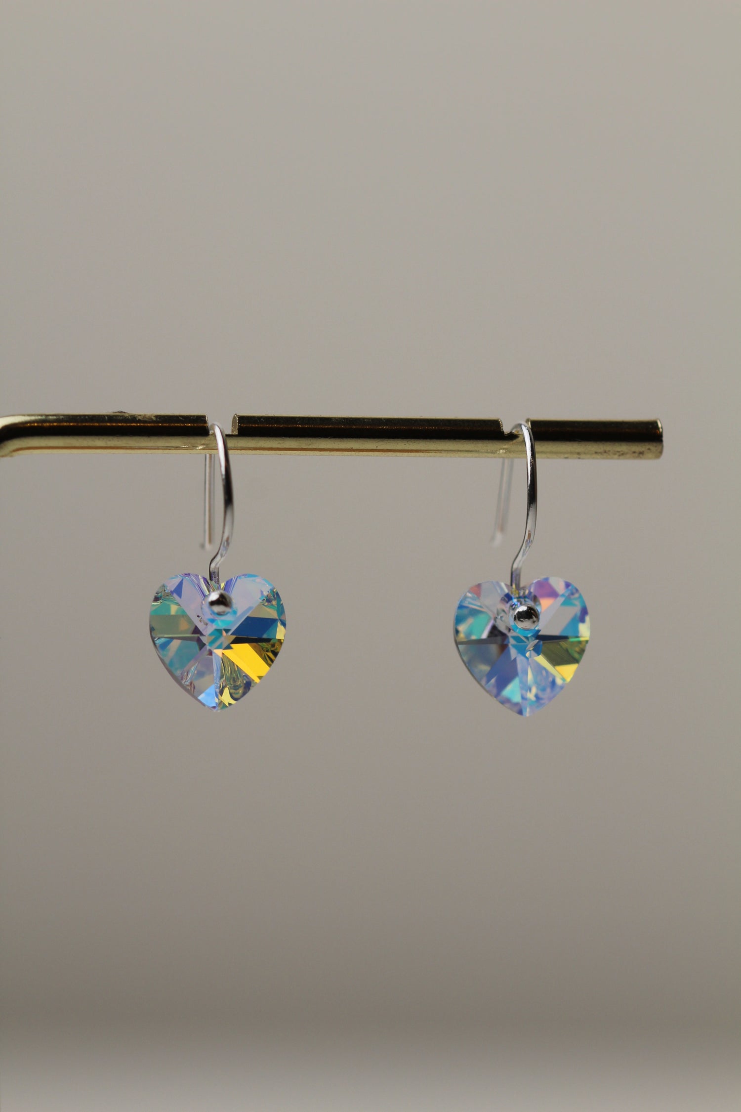Sparkly Sterling Silver Crystal Heart Drop Earrings