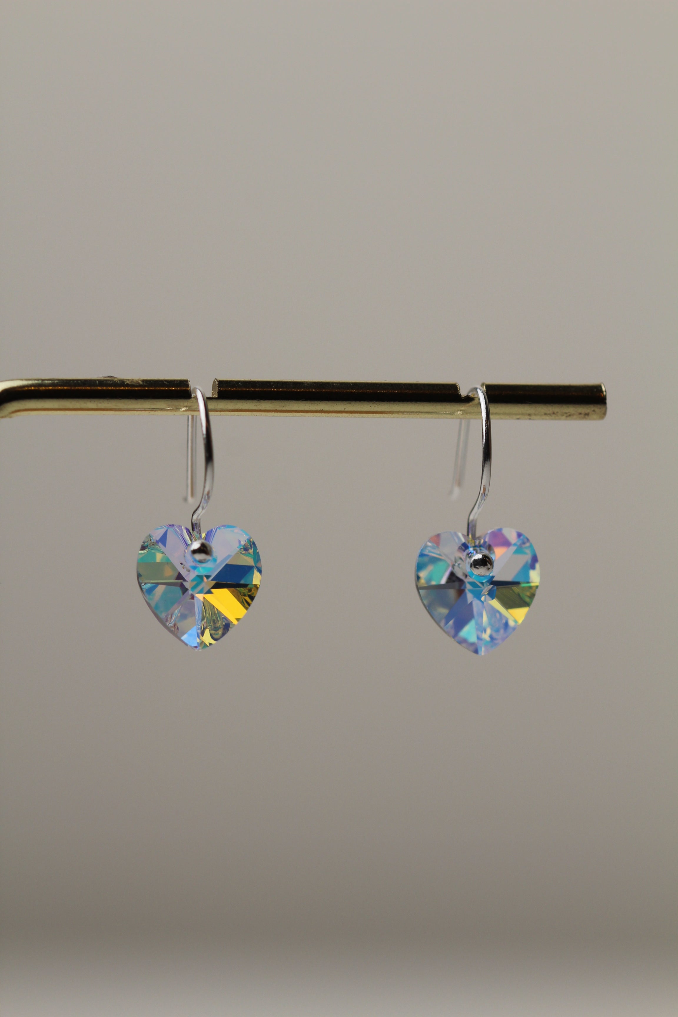 Sparkly Sterling Silver Crystal Heart Drop Earrings