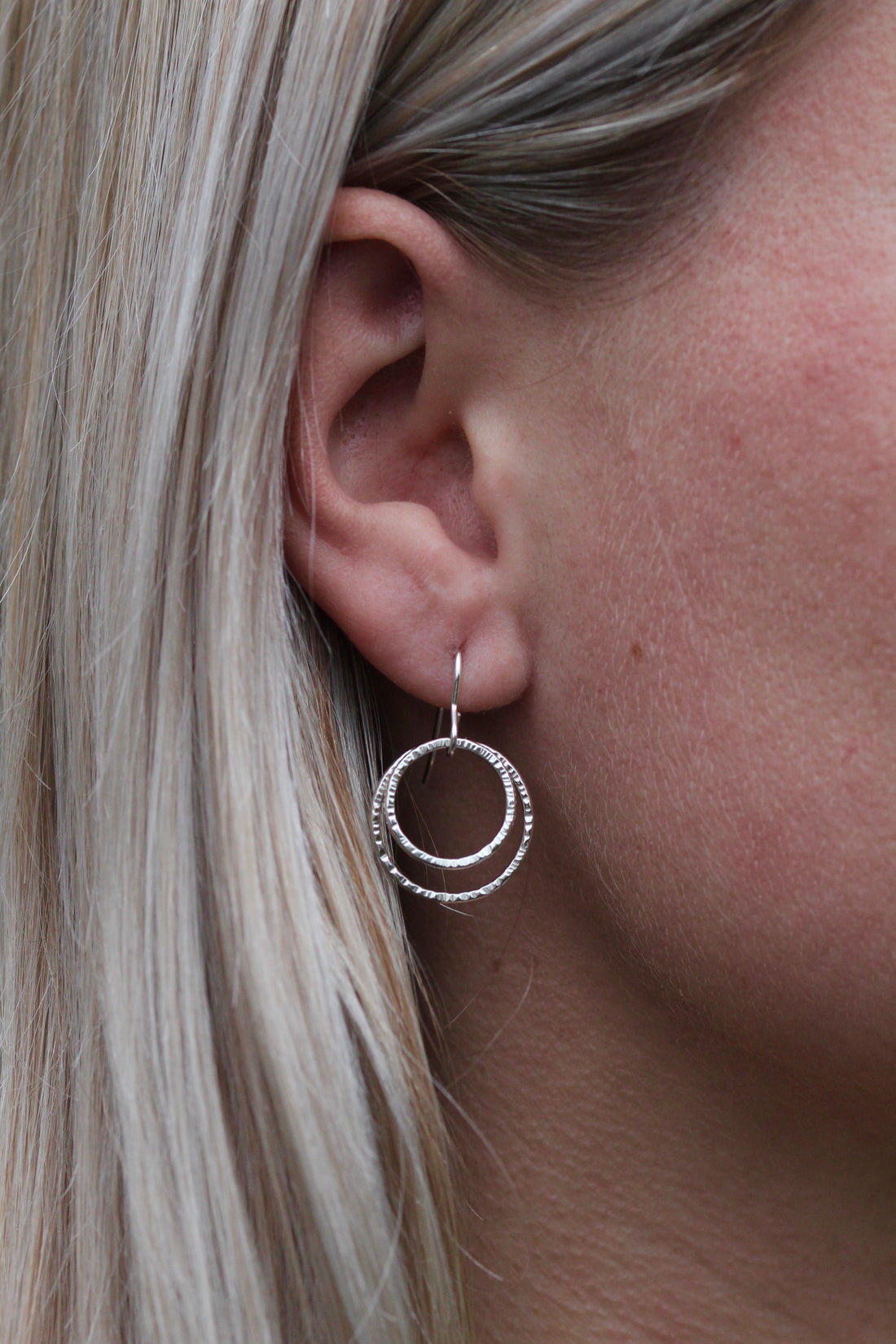 Sterling Silver Hammered Circle Infinite Earrings