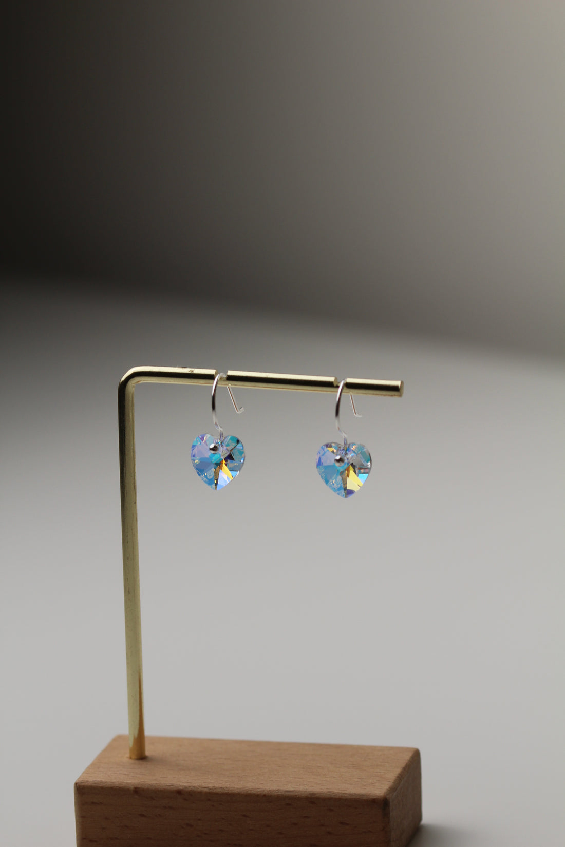 Sparkly Sterling Silver Crystal Heart Drop Earrings