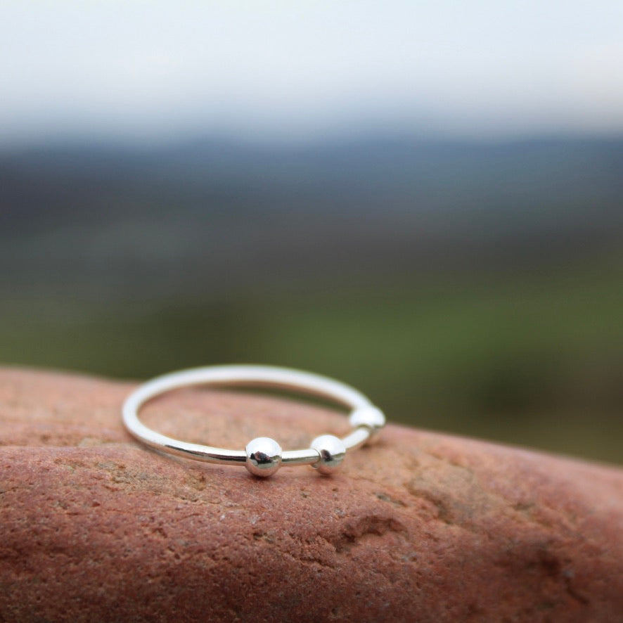Sterling Silver Abacus Ring with Moving Beads