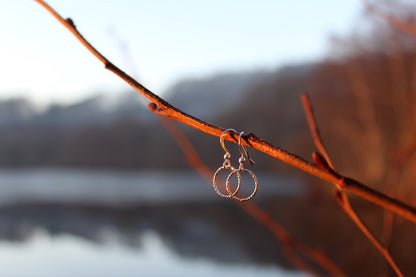Sparkly Sterling Silver Circle Drop Earrings