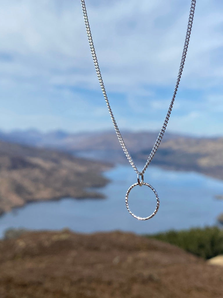 Sparkly Sterling Silver Circle Hoop Necklace