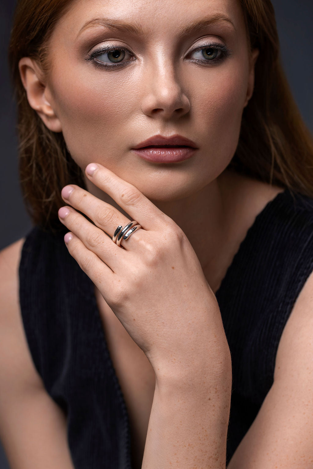 Sterling Silver Vipera Ring with Twisting Snake Design