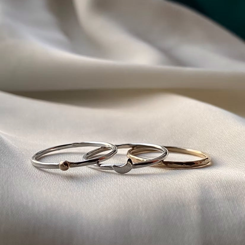 Celestial Silver &amp; Yellow Gold Stacking Rings