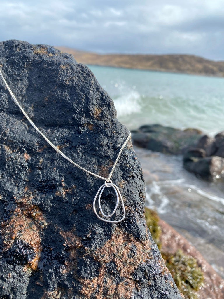 Sterling Silver Wonky Circle Pendant Necklace