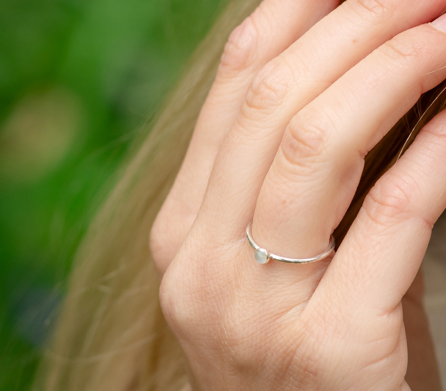 Sterling Silver Mini Stone Stacking Gemstone Ring