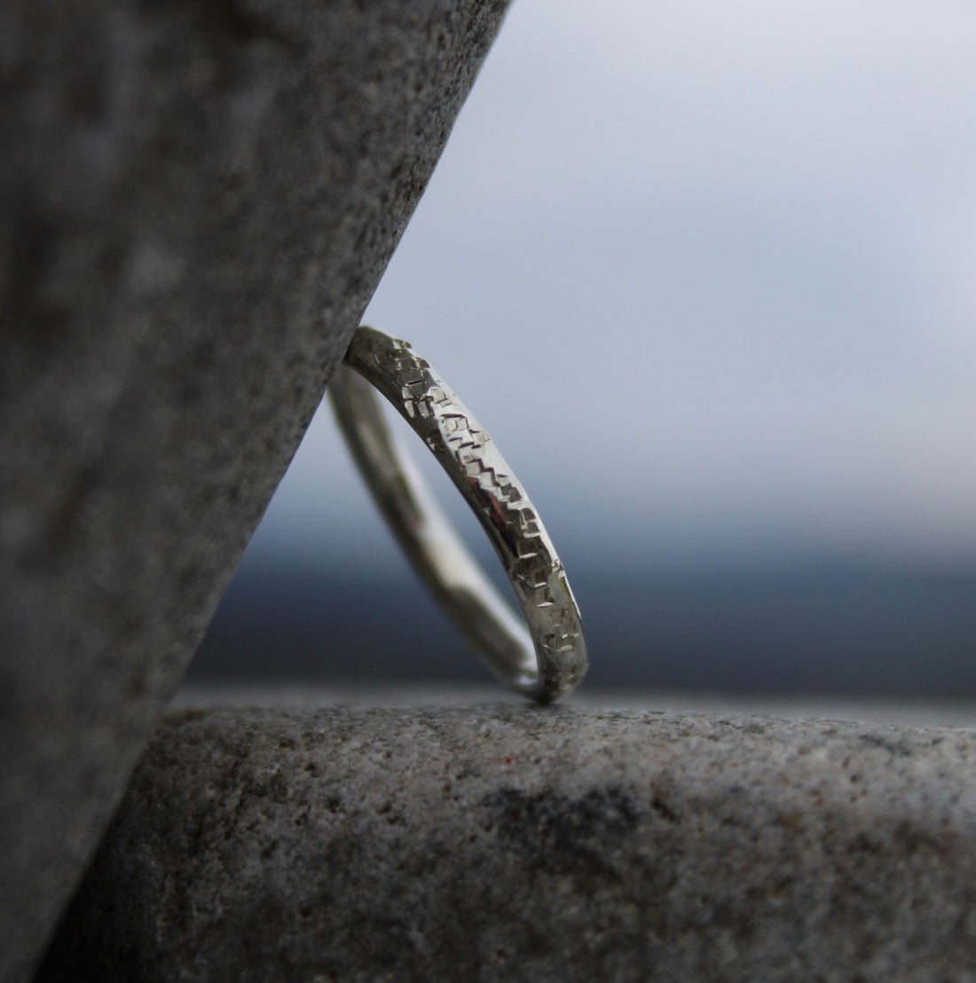 Sterling Silver Disco Ring with Sparkling Hammered Texture