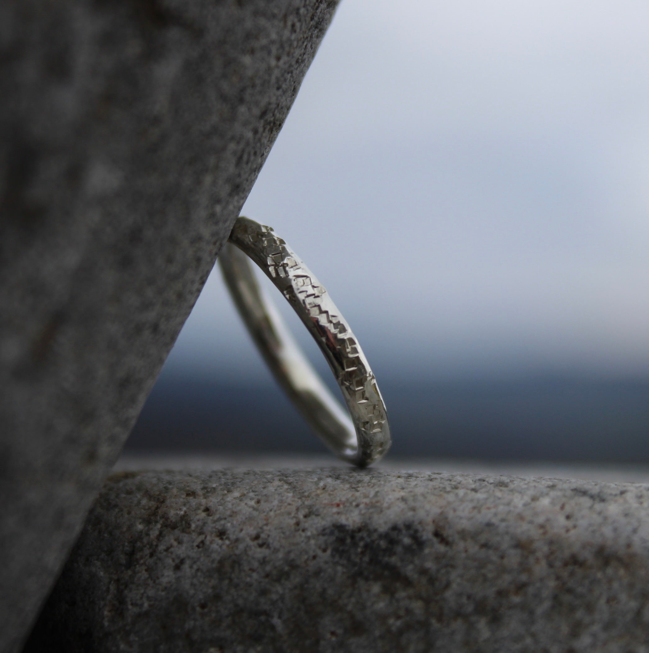 Sterling Silver Disco Ring with Sparkling Hammered Texture