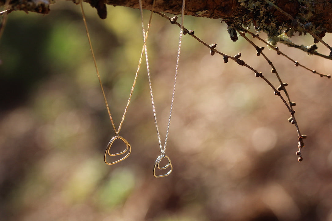 Sterling Silver Wonky Circle Pendant Necklace