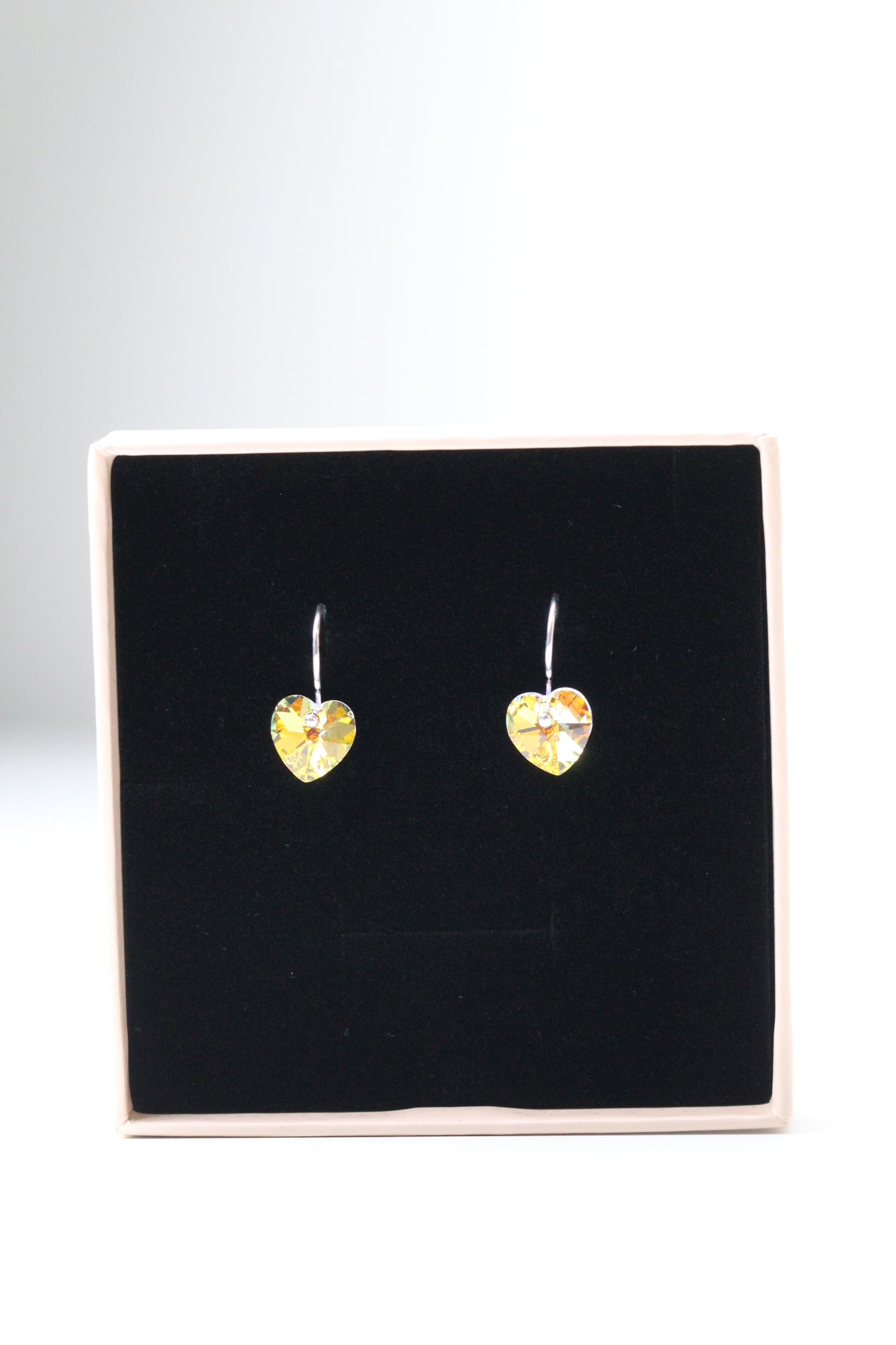 Sparkly Sterling Silver Crystal Heart Drop Earrings