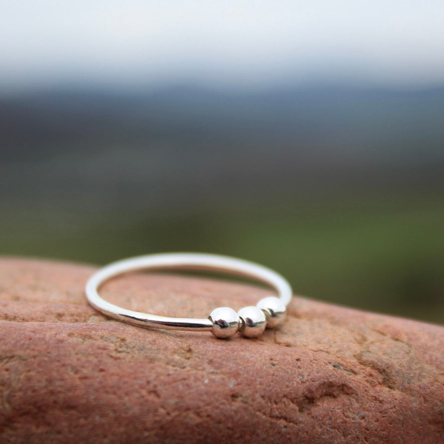 Sterling Silver Abacus Ring with Moving Beads