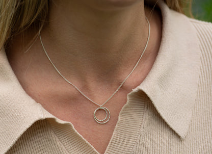 Sterling Silver Infinite Necklace with Hammered Circles