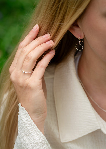 Sparkly Sterling Silver Circle Drop Earrings
